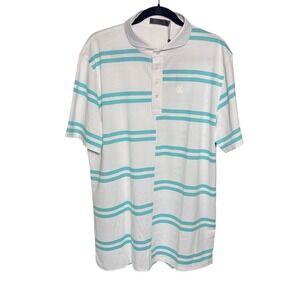 G/Fore Teal Asymmetrical Stripe Polo‎ Shirt Men's Size XXL Golf Performance NEW
